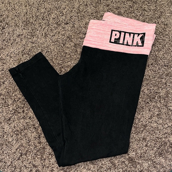 pink victoria’s secret fold over leggings - Picture 1 of 3